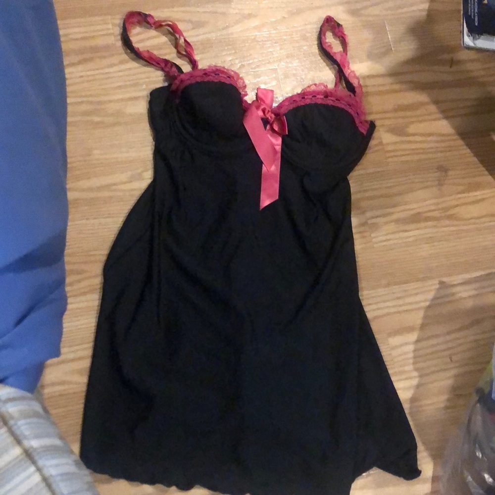 Victoria Secret sexy little things black pink bra top lingerie gown Size 34C